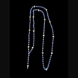 925 Sterling Silver Yellow Gold Vermeil Natural Stone And Pearl 48.5" Y Necklace